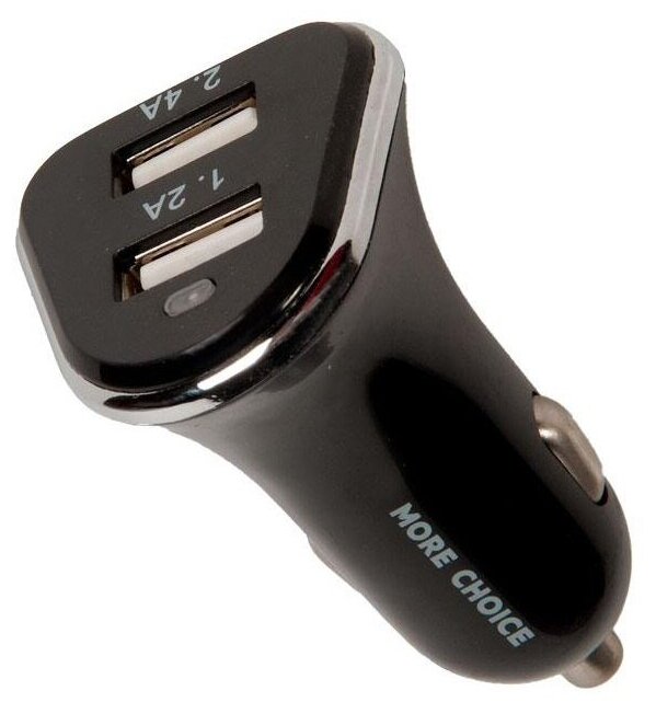 Car charging / Автомобильная зарядка (от прикуривателя) More choice AC22a, два разъема USB, кабель Type-C, 2.4A, черный