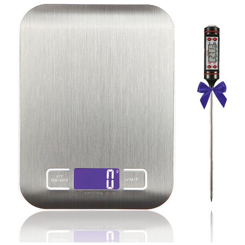 Электронные кухонные весы Benabe BA-002 серые/ до 5 кг/ с кулинарным термометром