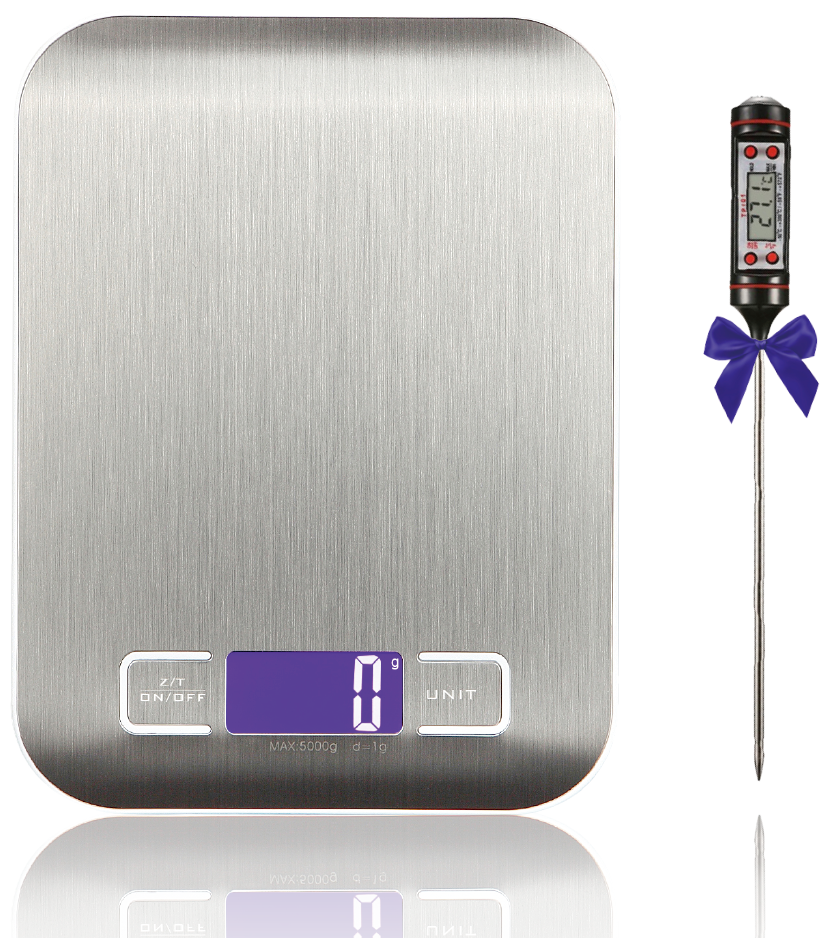 Электронные кухонные весы Benabe серые с кулинарным термометром / до 5 кг