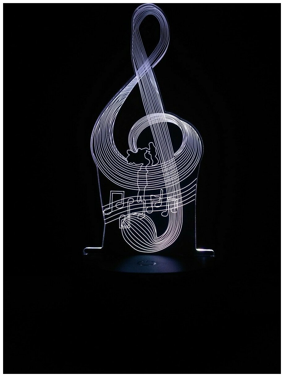 Светодиодный ночник 3Д "Скрипичный ключ" - фотография № 2