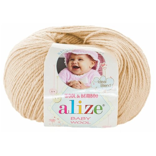 Пряжа Alize Baby Wool, 40 % шерсть, 40 % акрил, 20 % бамбук, 50 г, 175 м, 1 шт., 310 медовый 175 м