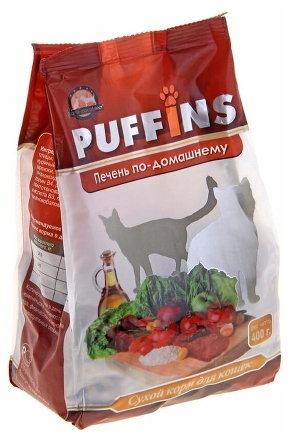 Puffins сухой корм для кошек Печень по домашнему 400г