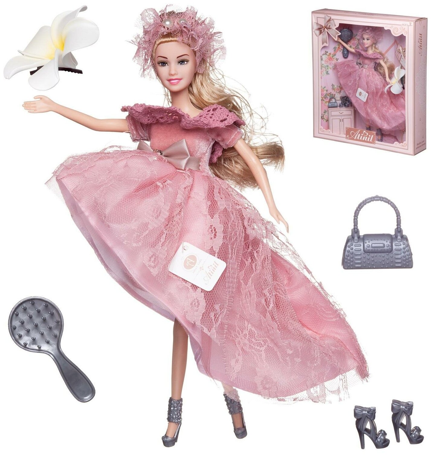 Кукла Junfa Atinil (Атинил) Мой розовый мир в платье с ассиметричной юбкой, 28см WJ-21545