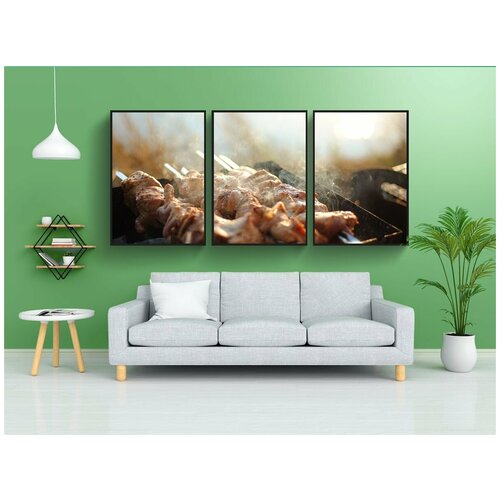 фото Набор модулных постеров для интерьера "шашлык, мясо, курпным планом" 60x90 см. в тубусе, без рамки lotsprints