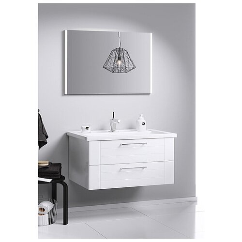 фото Мебель для ванной aqwella манчестер 80 белый глянец (тумба, раковина, зеркало)