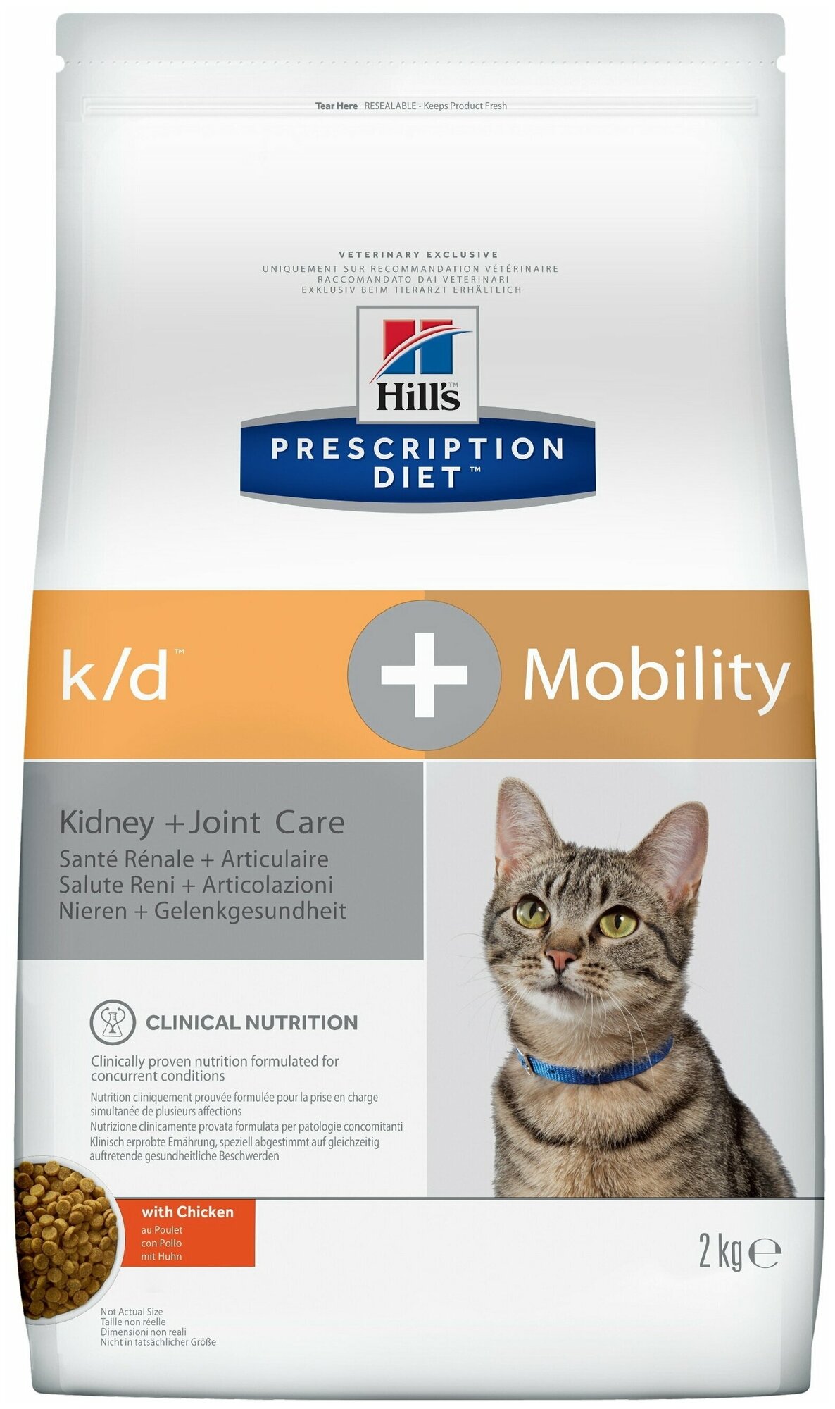 Сухой диетический корм для кошек Hill's Prescription Diet k/d, Mobility Kidney, Joint Care для поддержания здоровья почек и суставов, 2 кг - фотография № 1