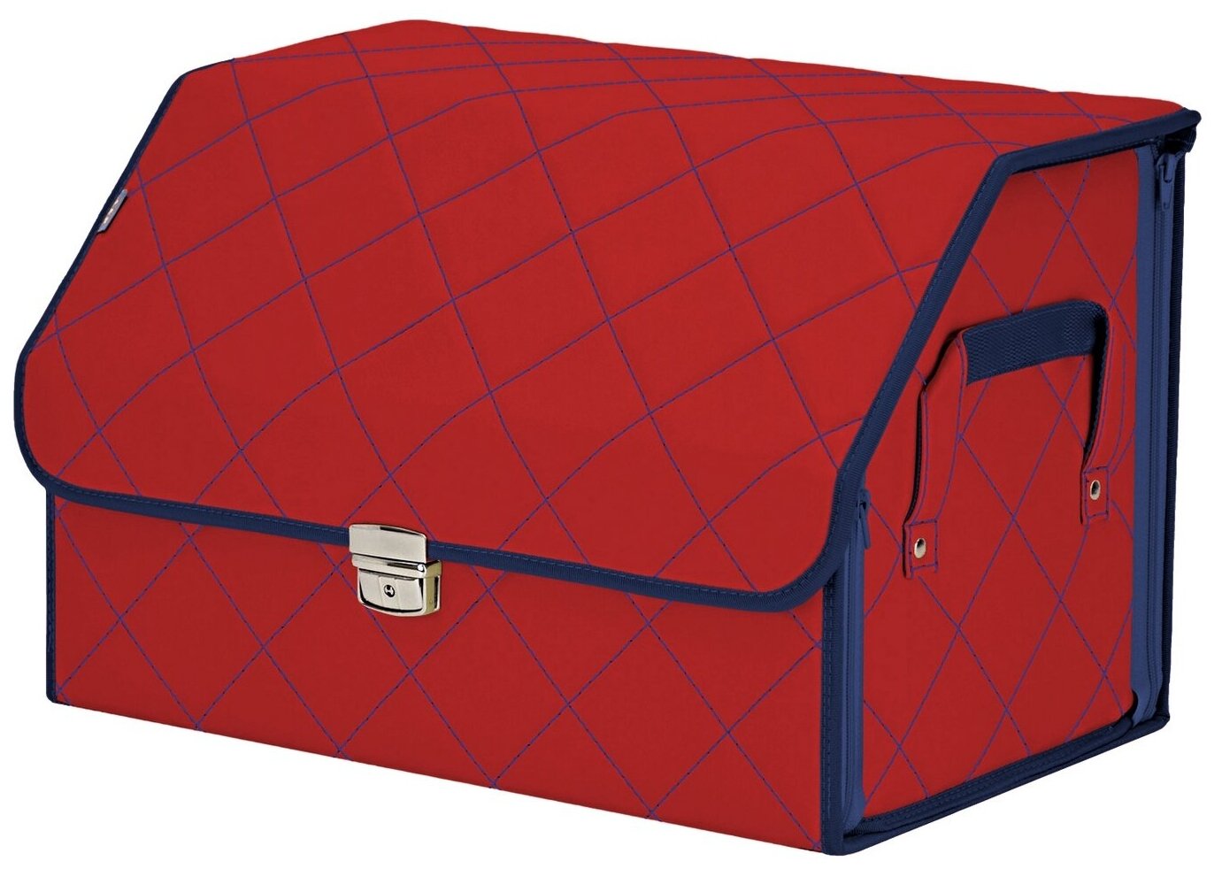 Органайзер-саквояж в багажник "Союз Премиум" (размер L). Цвет: красный с синей прострочкой Ромб.