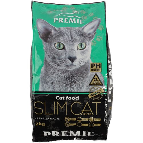 Полнорационный сухой корм PREMIL Slim Cat для стерилизованных кошек и малоподвижных кошек с излишним весом 2 кг