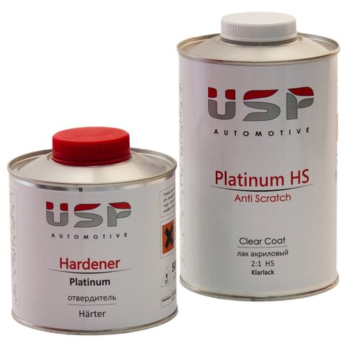 Комплект (лак, отвердитель для лака) USP AUTOMOTIVE Platinum HS + Platinum, 2 шт. 1000 мл 500 мл
