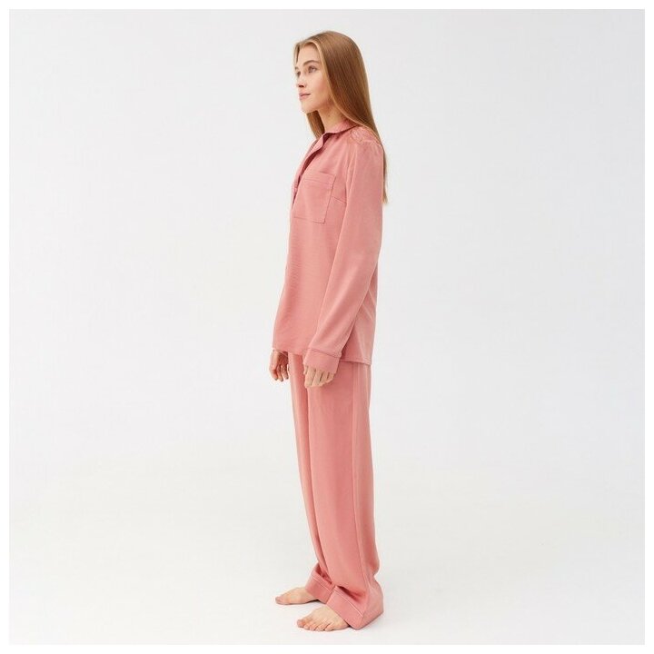 Комплект женский (лонгслив, брюки) MINAKU: Home collection цвет розовый, р-р 48 - фотография № 3