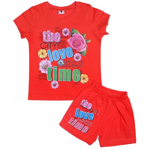Комплект одежды  MUXSI для девочек, шорты и футболка, повседневный стиль, размер 28, оранжевый
