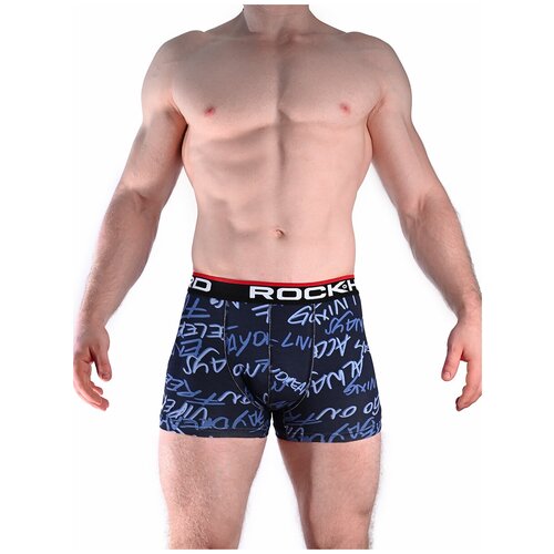 Трусы мужские боксеры хлопок Rockhard разноцветные с весёлым принтом, размер S, Living free синие