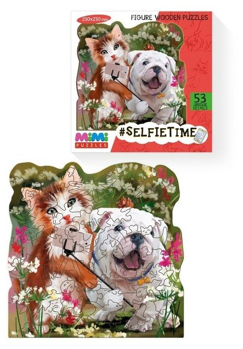 Фигурный пазл Нескучные игры Mimi puzzles, деревянный, "#Selfie time"