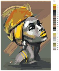 Картина по номерам Т152 Афроамериканка в золоте, 50х70 см