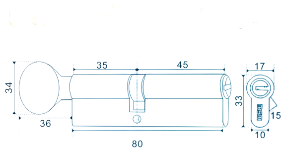 Цилиндровый механизм, (личинка для замка)MSM Liv xr7895 Перфорированный ключ-вертушка CW35/45 мм