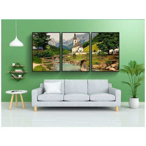 фото Набор модулных постеров для интерьера "рамзау, бавария, верхняя бавария" 60x90 см. в тубусе, без рамки lotsprints