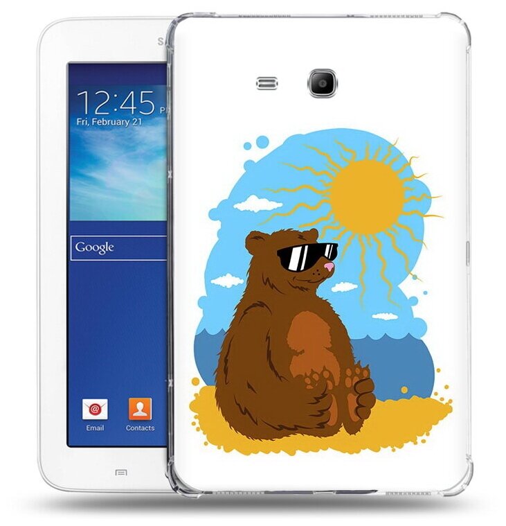 Чехол задняя-панель-накладка-бампер MyPads медведь на чиле для Samsung Galaxy Tab 3 Lite 7.0 SM-T110/T111 противоударный