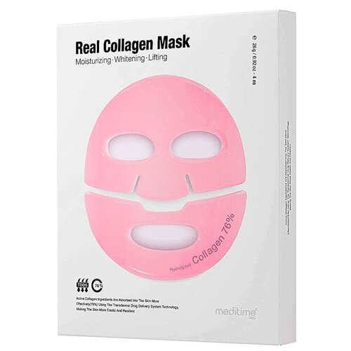 Meditime Лифтинг-маска гидрогелевая для лица с коллагеном - Real collagen mask, 4шт*26г