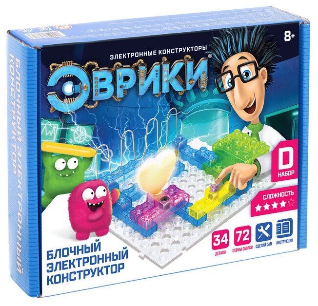 Конструктор блочный-электронный «Электронный лабиринт», 72 схемы, 34 детали