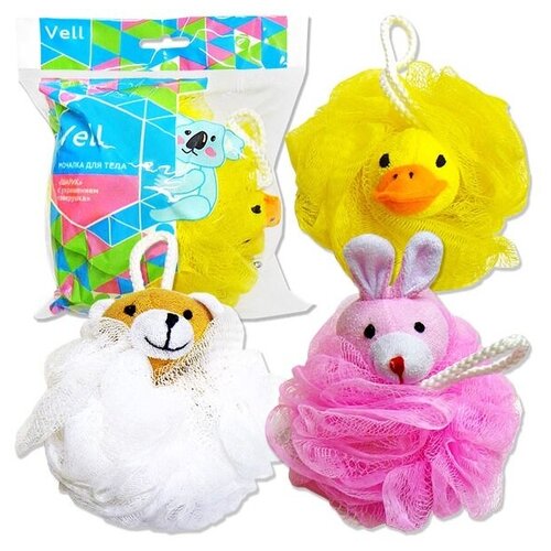 Антелла Мочалка для тела Шарик с украшением Зверушка 50г