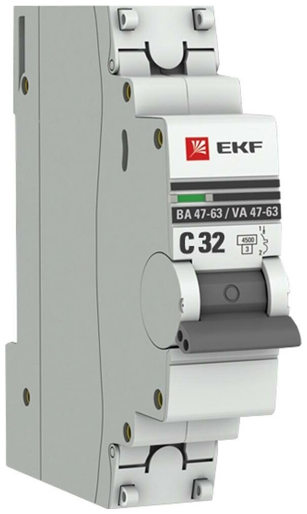 Автоматический выключатель EKF ВА 47-63 PROxima 1P 32А характеристика C