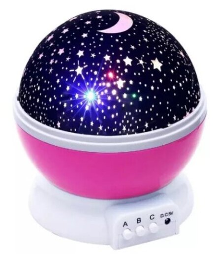 Ночник - проектор звездное небо, светильник для сна вращающийся, лампа детская, розовая - фотография № 1