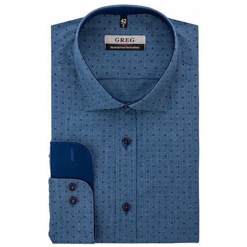 фото Рубашка мужская длинный рукав greg 323/139/1033/zs/p/1, полуприталенный силуэт / regular fit, цвет серый, рост 174-184, размер ворота 39