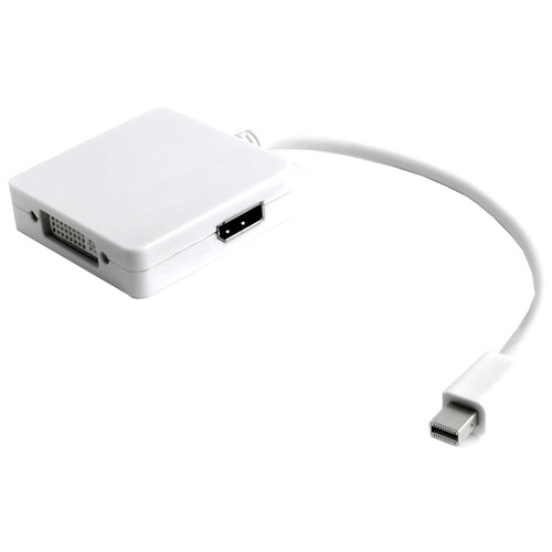 Переходник/адаптер GCR Apple mini DisplayPort 20M > DisplayPort 20F/HDMI 19F/DVI 25+4F, 0.1 м, 1 шт., белый адаптер переходник gcr apple mini displayport 20m