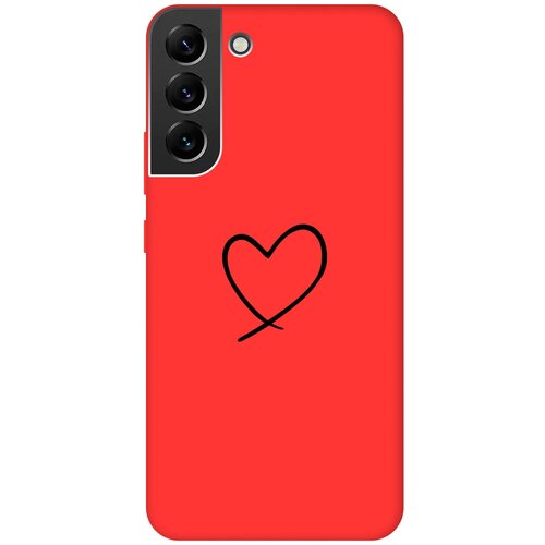 Матовый чехол Heart для Samsung Galaxy S22+ / Самсунг С22 Плюс с 3D эффектом красный матовый чехол cocktail splash для samsung galaxy s22 самсунг с22 плюс с 3d эффектом красный