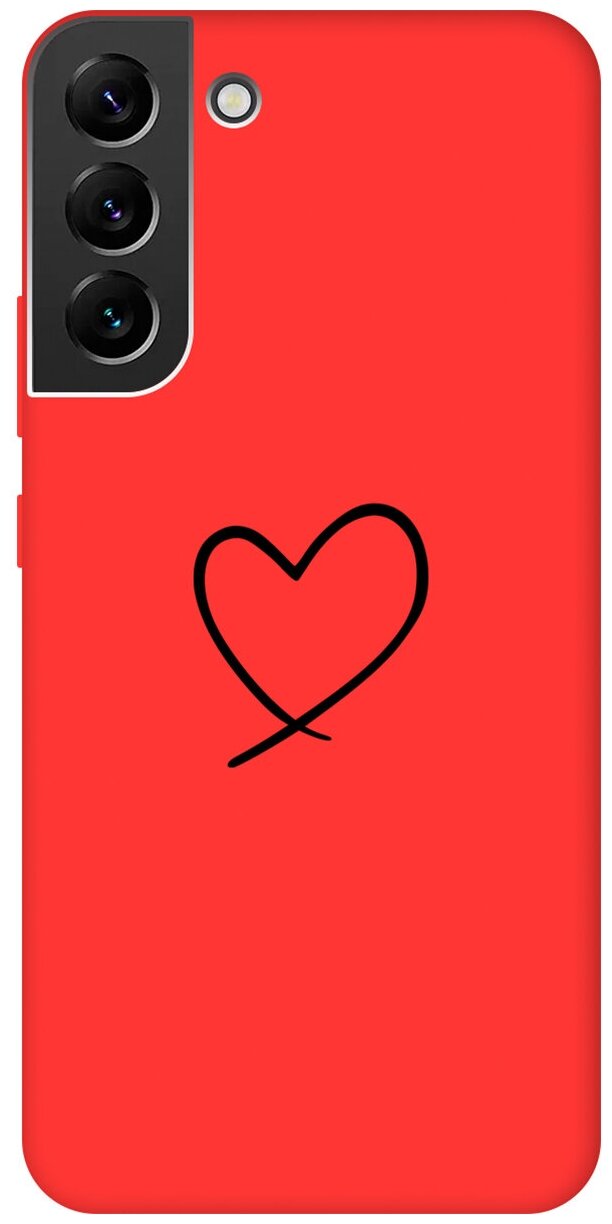 Матовый чехол Heart для Samsung Galaxy S22+ / Самсунг С22 Плюс с 3D эффектом красный