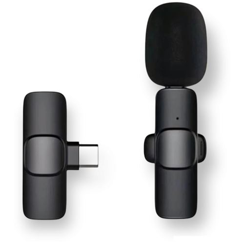 Петличный микрофон Bleutooth Type-C / Беспроводная петличка для записи звука / Черный