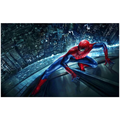 Фотообои Уютная стена Человек-паук в ночном городе 430х270 см Виниловые Бесшовные (единым полотном)