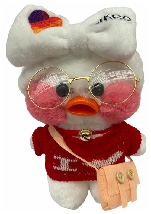 Мягкая игрушка утенок lalafanfan duck в одежде и очках, уточка лалафанфан Tik Tok