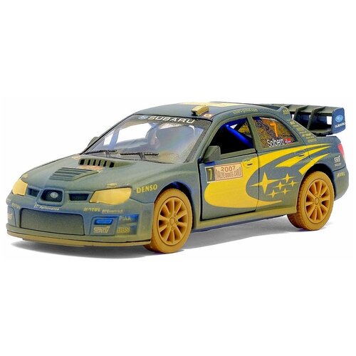 Машинка металлическая инерционная Subaru Impreza WRC 2007 (Muddy) KT5328 1:36 KINSMART машинка металлическая kinsmart 1 36 раллийная subaru impreza wrc 2007 5328dykt инерционная двери открываются cине желтый с эффектом грязи