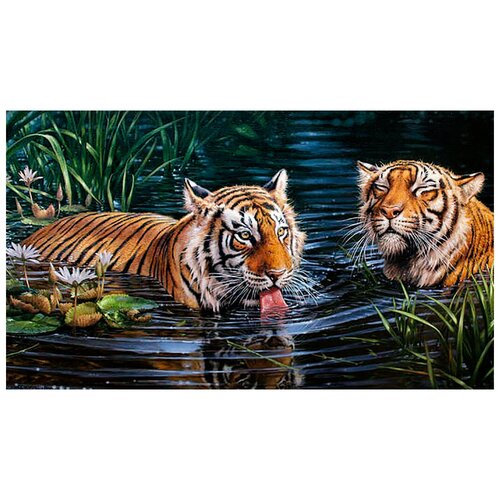 Тигры на воде. Грани Алмазная мозаика