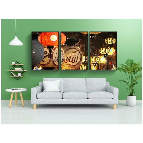 фото Набор модулных постеров для интерьера "фонарь, рынок, празднование" 60x90 см. в тубусе, без рамки lotsprints