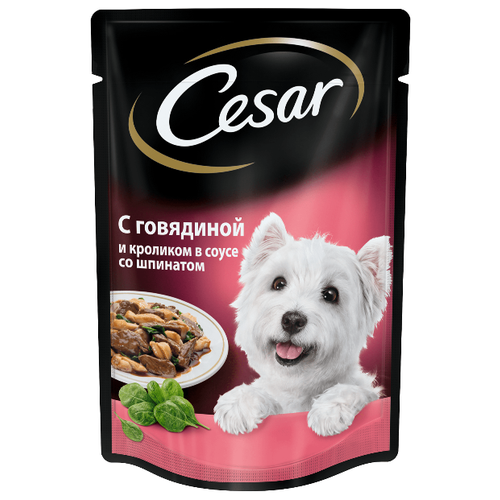 Cesar Влажный корм Cesar для собак, говядина/кролик/шпинат, пауч, 85 г