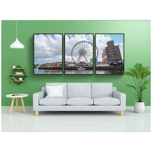 фото Набор модулных постеров для интерьера "гданьск, польша, вода" 60x90 см. в тубусе, без рамки lotsprints