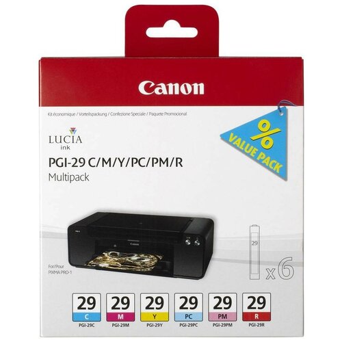 картридж canon pgi 72r для pixma pro 10 красный Набор картриджей Canon PGI-29 C/M/Y/PC/PM/R (4873B005)