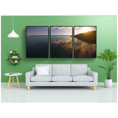 фото Набор модулных постеров для интерьера "шахтерское ремесло, восход солнца, гора" 60x90 см. в тубусе, без рамки lotsprints