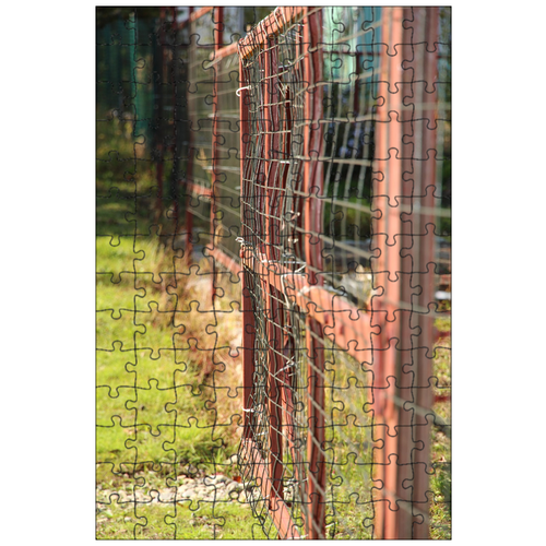 фото Магнитный пазл 27x18см."забор, сетка, железо" на холодильник lotsprints
