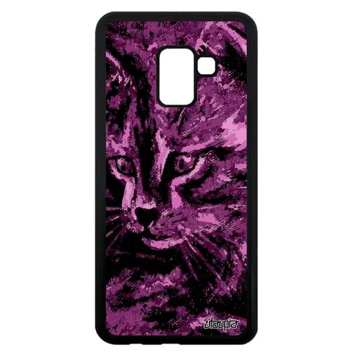 фото Противоударный чехол на смартфон // samsung galaxy a8 2018 // "котенок" маленький тигристый, utaupia, фиолетовый