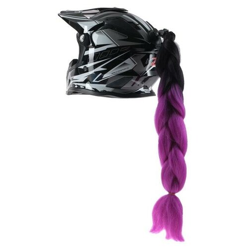 фото Коса на мотошлем, крепление присоской, 60 см, черно- фиолетовый qwen