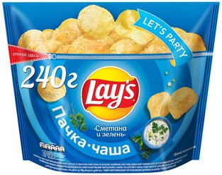 Чипсы Lay's картофельные Сметана и зелень (пачка-чаша), 240 г