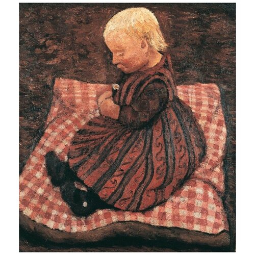 фото Репродукция на холсте ребенок на красной подушке куб модерзон-беккер паула 50см. x 58см. твой постер