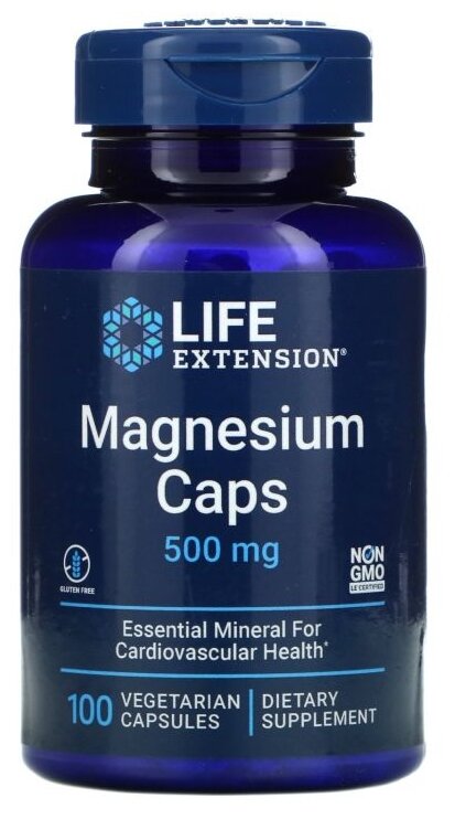 Капсулы Life Extension Magnesium Caps, 150 г, 250 мл, 500 мг, 100 шт.