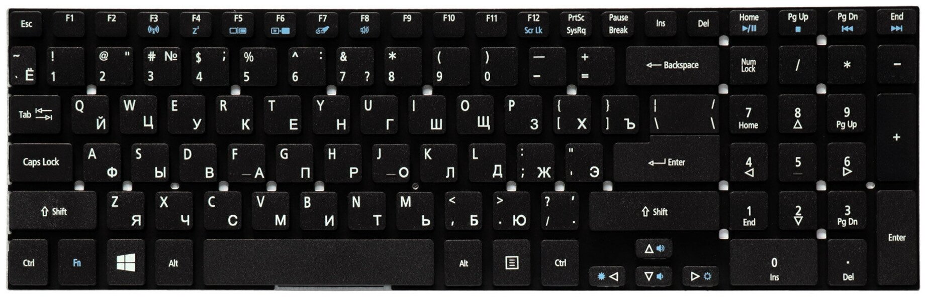 Клавиатура для ноутбука Acer Aspire V3 V3-551 V3-771 5830T 5755G Series Г-образный Enter Черная без рамки PN MP-10K33SU-698