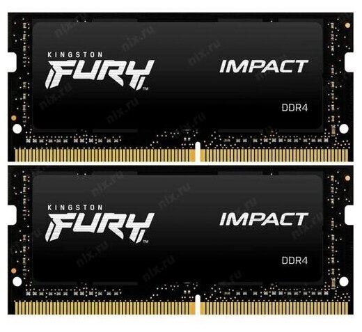 Оперативная память 64Gb Kingston Fury Impact SO-DIMM DDR4 2666MHz (KF426S16IBK2/64) (2x32Gb KIT)