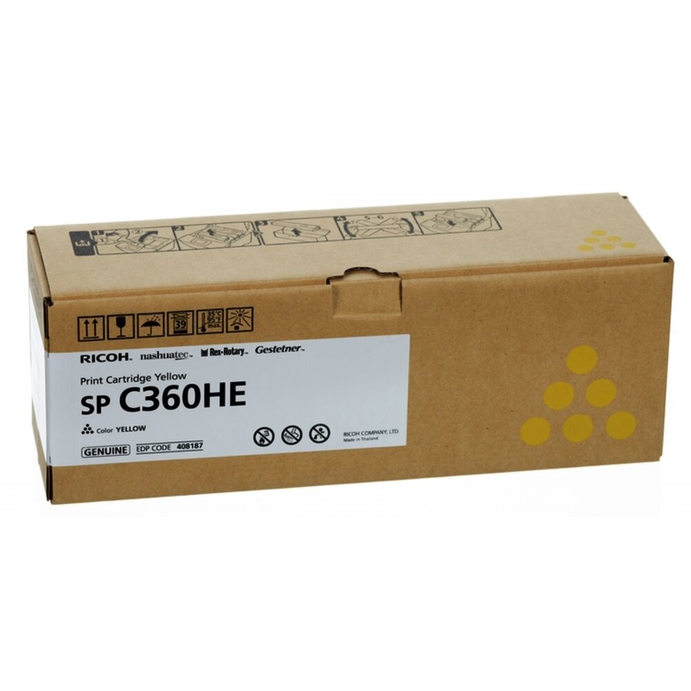 Тонер-картридж Ricoh SP C360HE, желтый, повышенной емкости, для SP C360D/C360S (408187)