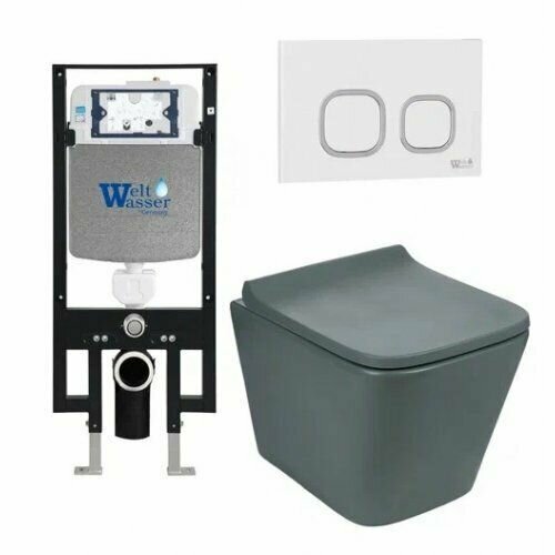 Унитаз с инсталляцией WeltWasser AMBERG 497 + GELBACH 004 MT GR + AMBERG RD WT